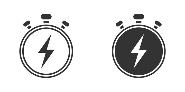 Rapid response timer with flash icon. Vector illustration.