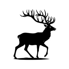 deer vector illustration. Graphic black silhouettes of wild deers – male, female and roe deer