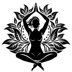 silhouette of yoga person, black yoga silhouette vector illustration,icon,svg,yoga characters,Holiday t shirt,Hand drawn trendy Vector illustration,yoga on black background