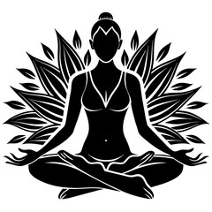 silhouette of yoga person, black yoga silhouette vector illustration,icon,svg,yoga characters,Holiday t shirt,Hand drawn trendy Vector illustration,yoga on black background