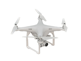 Air Drone Dron Flying with action camera. Isolated on transparent Background.
