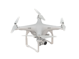 Air Drone Dron Flying with action camera. Isolated on transparent Background. 空中無人機無人機用動作相機飛行。在透明背景上隔離。