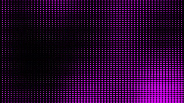 Halftone dot background. Abstract halftone dots pattern with purple  dot and black background. Halftone texture with dots. Dotted animated gradient.