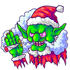 Zombie wearing a santa cloth with join in his hand
