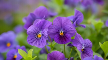 a bunch of purple flowers that are in the grass together