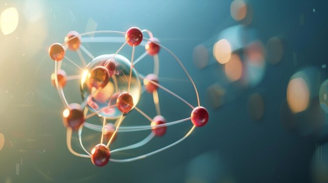 molecule or atom, Abstract structure for Science or medical background, 3d illustration, science, atom, abstract, chemistry, structure, blue, chemical, backgroun
