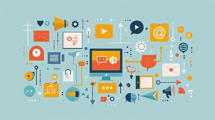 Digital Marketing Related Vector Illustration. Flat Modern Design