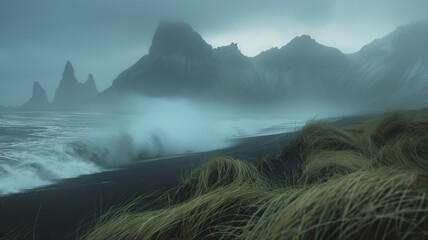 Iceland Seashore in Windy Day