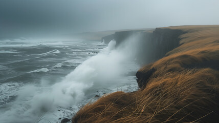 Iceland Seashore in Windy Day