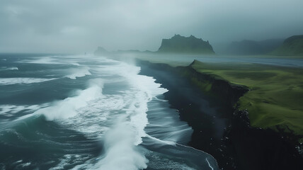 Iceland Seashore in Windy Day