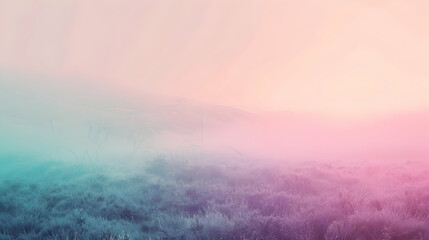 Gradient pastel nature foggy field valley desktop wallpaper background - obrazy, fototapety, plakaty