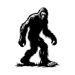 Bigfoot silhouette, Bigfoot illustration, Bigfoot silhouette t shirt design. Vector illustration. Bigfoot isolated on a white background

