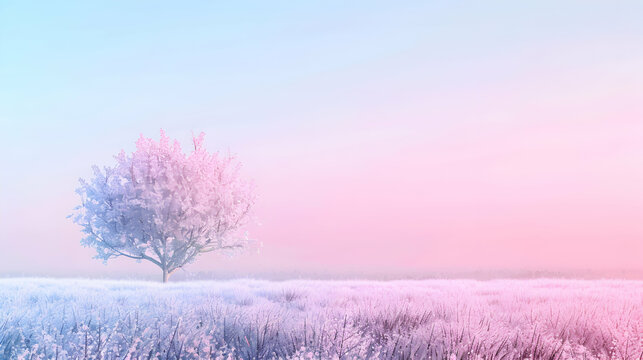 Gradient pastel nature foggy field valley desktop wallpaper background