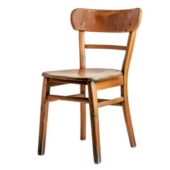 A wooden chair with a wooden back and a wooden seat. The chair is old and has a rustic look to it. Generative AI