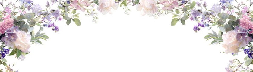 elegant floral wreath composed of soft pastel flowers and greenery perfect for a springtime celebration - obrazy, fototapety, plakaty
