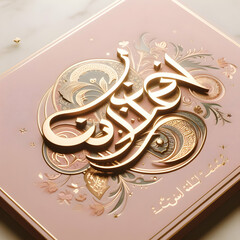 Eid card with a pink background,Eid,,card, illustration, Ai generated 