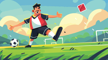 Soccer referee with red card vector illustration 2d