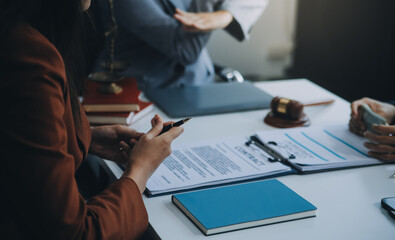 Businessman and lawyer discuss the contract document. Treaty of the law. Sign a contract business.