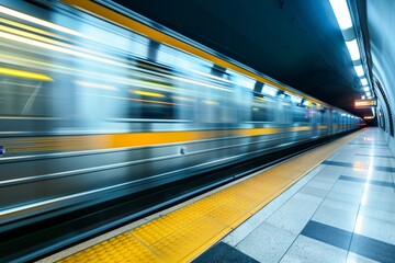 Subway train station motion blur background	