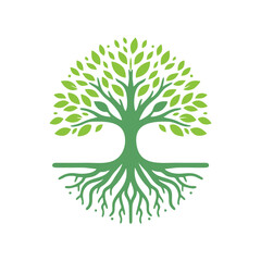 Root tree logo vector. Root of the tree vector logo symbol illustration design, oak tree vintage logo design