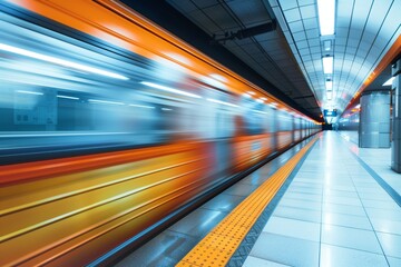 Fototapeta na wymiar Subway train station motion blur background 