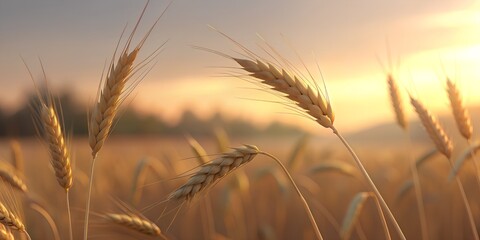 cereals field approaching ears closeup on summer day
