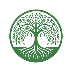 Root tree logo vector. Root of the tree vector logo symbol illustration design, oak tree vintage logo design