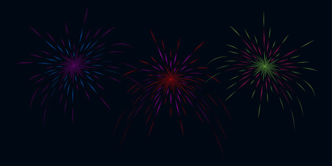 Set of abstract fireworks for New Year celebration. Chinese New Year. Year of the snake.