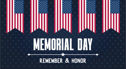 dark pattern background with stars memorial day banner poster american flags