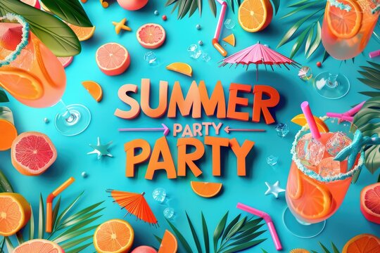 Summer party. Hot summer days.Summer Party banner. Trendy texture. Season vocation, weekend, holiday logo,Summer Time Wallpaper.