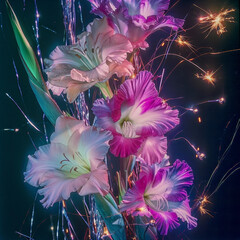 Ultraviolet imag of gladiolus blooms - 778975786