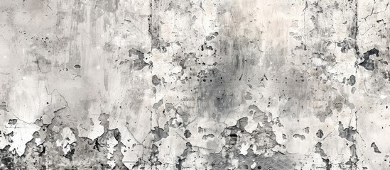 Close up shot of a concrete wall with peeling paint, creating a unique pattern resembling a monochrome landscape art piece