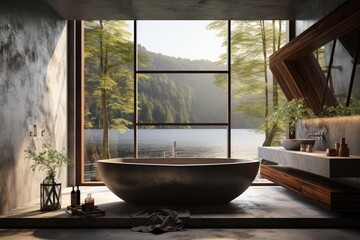 a modern bathroom in the style of brutalist architecture inspiration