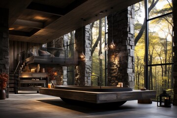 a modern bathroom in the style of brutalist architecture inspiration