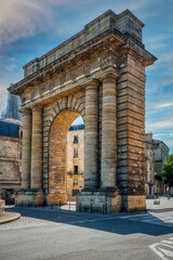 Fototapeta na wymiar Iconic Roman-style stone arch, built in the 1750s as a symbolic entrance to the city of Bordeaux. France