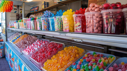 A Store Overflowing With Various Types of Candy - obrazy, fototapety, plakaty