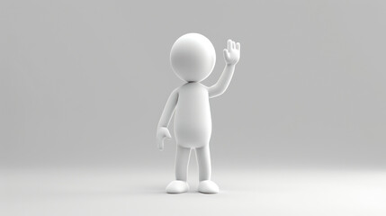 Small White Person Waving at Something