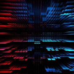 Red and black modern abstract squares background with dark background in blue striped in the style of futuristic chromatic waves, colorful minimalism pattern 