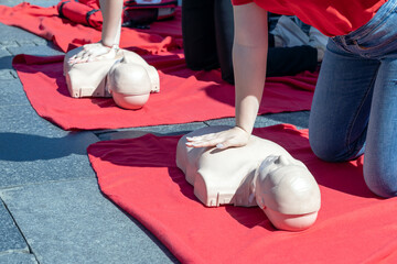 CPR with one hand for child and both hands for adult