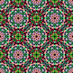 Seamless bohemian oriental glass mosaic ornament pattern background -  spiritual vector design
