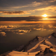 전세계적으로 아름다운 일출사진 (겨울산 위의)