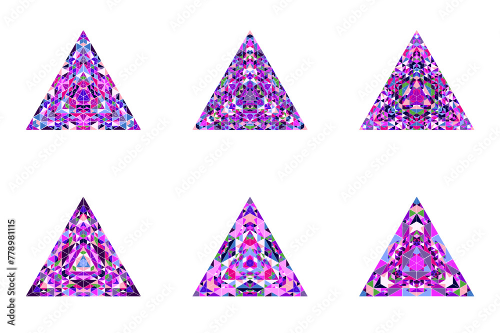 Poster ornate triangular triangle set - abstract polygonal geometrical geometric vector element