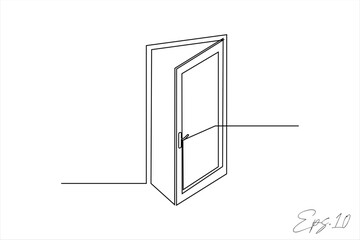 continuous line art drawing of a door