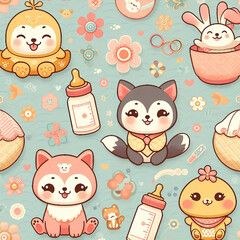 Colorful cute baby and children patterns