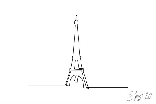 continuous line art drawing of the tower