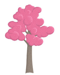 Pink tree isolated on white background. Abstract hand drawn sakura tree