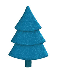 Blue fir tree isolated on white background. Abstract hand drawn Christmas tree