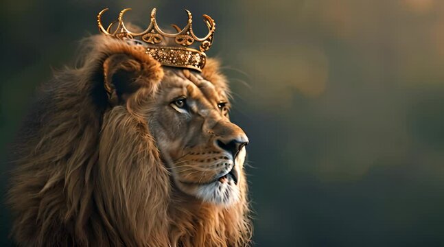 a mighty lion king with a golden crown