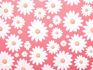 Fototapeta na wymiar Rose and white daisy pattern, hand draw, simple line, flower floral spring summer background design with copy space for text or photo backdrop 
