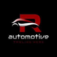 Letter R Car Automotive Logo Design Vector